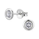5mm Solitaire - 925 Sterling Silver Stud Earrings with Crystals SD50633