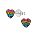 5mm Heart - 925 Sterling Silver Stud Earrings with Crystals SD50636