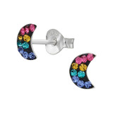 6mm Moon - 925 Sterling Silver Stud Earrings with Crystals SD50637