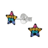 6mm Star - 925 Sterling Silver Stud Earrings with Crystals SD50638