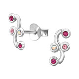 S-Curve Cluster - 925 Sterling Silver Stud Earrings with Crystals SD50687