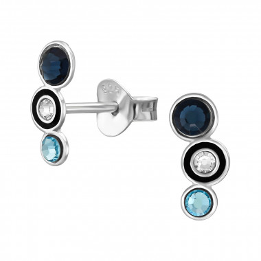 Climber - 925 Sterling Silver Stud Earrings with Crystals SD50689