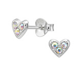 Heart 5.5Mm - 925 Sterling Silver Stud Earrings with Crystals SD50986