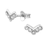 V Shape Chevron - 925 Sterling Silver Stud Earrings with Crystals SD51415