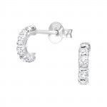 Bended rectangle - 925 Sterling Silver Stud Earrings with Crystals SD5648 Bended rectangle - 925 Sterling Silver Stud Earrings with Crystals SD5648