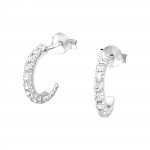 Semicircle - 925 Sterling Silver Stud Earrings with Crystals SD768 Semicircle - 925 Sterling Silver Stud Earrings with Crystals SD768