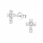 Cross - 925 Sterling Silver Stud Earrings with Crystals SD776 Cross - 925 Sterling Silver Stud Earrings with Crystals SD776