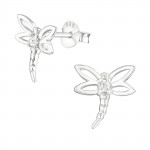 Dragonfly - 925 Sterling Silver Stud Earrings with CZ SD11705 Dragonfly - 925 Sterling Silver Stud Earrings with CZ SD11705