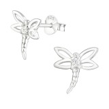 Dragonfly - 925 Sterling Silver Stud Earrings with CZ SD11705