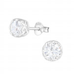 Round - 925 Sterling Silver Stud Earrings with CZ SD14417 Round - 925 Sterling Silver Stud Earrings with CZ SD14417