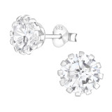 Round - 925 Sterling Silver Stud Earrings with CZ SD14833