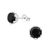Round - 925 Sterling Silver Stud Earrings with CZ SD15507