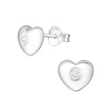 Heart - 925 Sterling Silver Stud Earrings with CZ SD16165