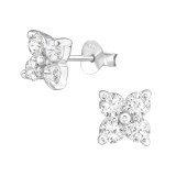 Flower - 925 Sterling Silver Stud Earrings with CZ SD17574