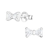 Bow Tie - 925 Sterling Silver Stud Earrings with CZ SD18402
