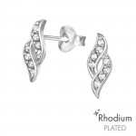 Twisted - 925 Sterling Silver Stud Earrings with CZ SD19344 Twisted - 925 Sterling Silver Stud Earrings with CZ SD19344