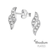Twisted - 925 Sterling Silver Stud Earrings with CZ SD19344