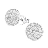 Round - 925 Sterling Silver Stud Earrings with CZ SD19546