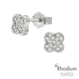 Micro Pavé Setting Flower - 925 Sterling Silver Stud Earrings with CZ SD21310