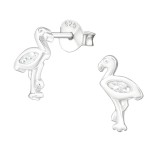 Flamingo - 925 Sterling Silver Stud Earrings with CZ SD21520