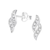 Spiral - 925 Sterling Silver Stud Earrings with CZ SD21545
