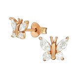Butterfly - 925 Sterling Silver Stud Earrings with CZ SD21725