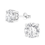 Round - 925 Sterling Silver Stud Earrings with CZ SD21981