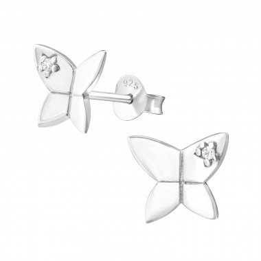 Butterfly - 925 Sterling Silver Stud Earrings with CZ SD21994