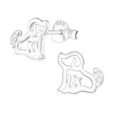 Dog - 925 Sterling Silver Stud Earrings with CZ SD22019