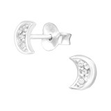 Moon - 925 Sterling Silver Stud Earrings with CZ SD26018