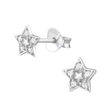 Star - 925 Sterling Silver Stud Earrings with CZ SD26028