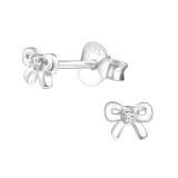 Bow - 925 Sterling Silver Stud Earrings with CZ SD27232