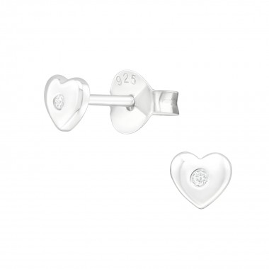 Heart - 925 Sterling Silver Stud Earrings with CZ SD27237