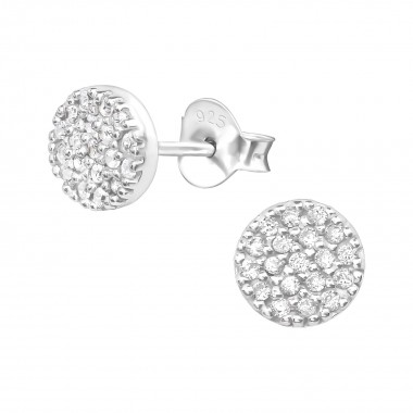 Round - 925 Sterling Silver Stud Earrings with CZ SD27474