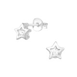 Star - 925 Sterling Silver Stud Earrings with CZ SD30279