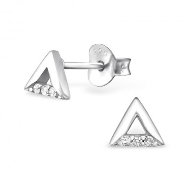 Triangle - 925 Sterling Silver Stud Earrings with CZ SD30790