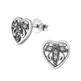 Heart - 925 Sterling Silver Stud Earrings with CZ SD30798