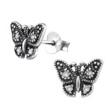Butterfly - 925 Sterling Silver Stud Earrings with CZ SD30802