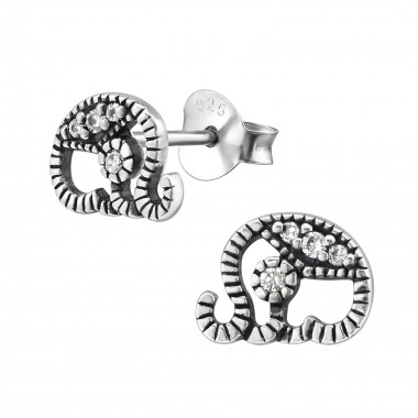 Elephant - 925 Sterling Silver Stud Earrings with CZ SD30805