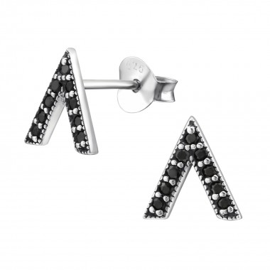 Triangle - 925 Sterling Silver Stud Earrings with CZ SD30809