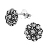 Flower - 925 Sterling Silver Stud Earrings with CZ SD30812