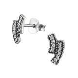 Bars - 925 Sterling Silver Stud Earrings with CZ SD30816