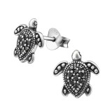 Turtle - 925 Sterling Silver Stud Earrings with CZ SD30818