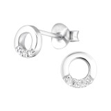 Round - 925 Sterling Silver Stud Earrings with CZ SD30932