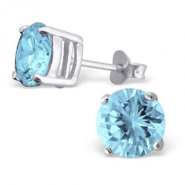 Round - 925 Sterling Silver Stud Earrings with CZ SD3120