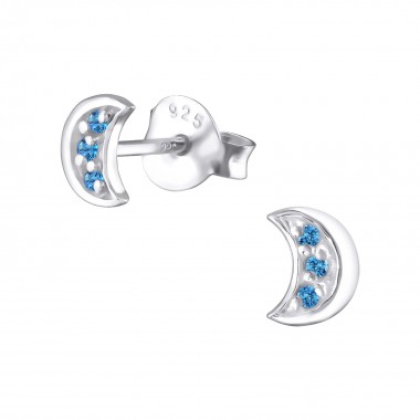 Moon - 925 Sterling Silver Stud Earrings with CZ SD33213