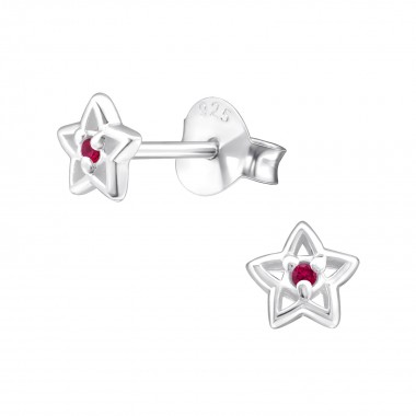 Star - 925 Sterling Silver Stud Earrings with CZ SD33215