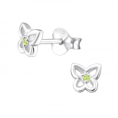 Butterfly - 925 Sterling Silver Stud Earrings with CZ SD33218