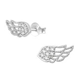 Wing - 925 Sterling Silver Stud Earrings with CZ SD33875