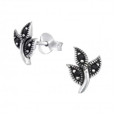 Flower - 925 Sterling Silver Stud Earrings with CZ SD35301